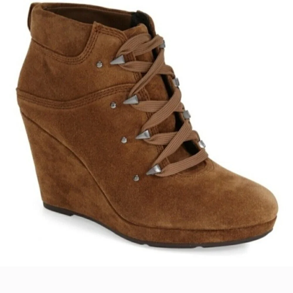 Via Spiga Dekel lace up bootie wedges Size 7.5